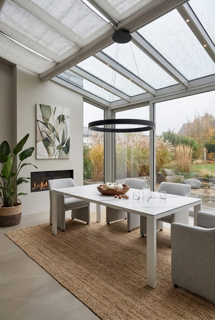 Esstisch Amalfi Keramik in hellen Tönen für großzügigen Wintergarten-Stil