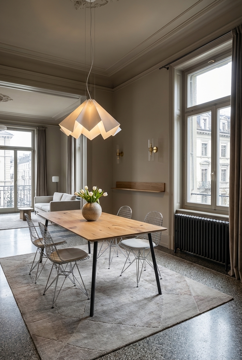 Esstisch Fano aus Eiche im Erker sorgt für optimalen Lichteinfall und harmonische Raumwirkung