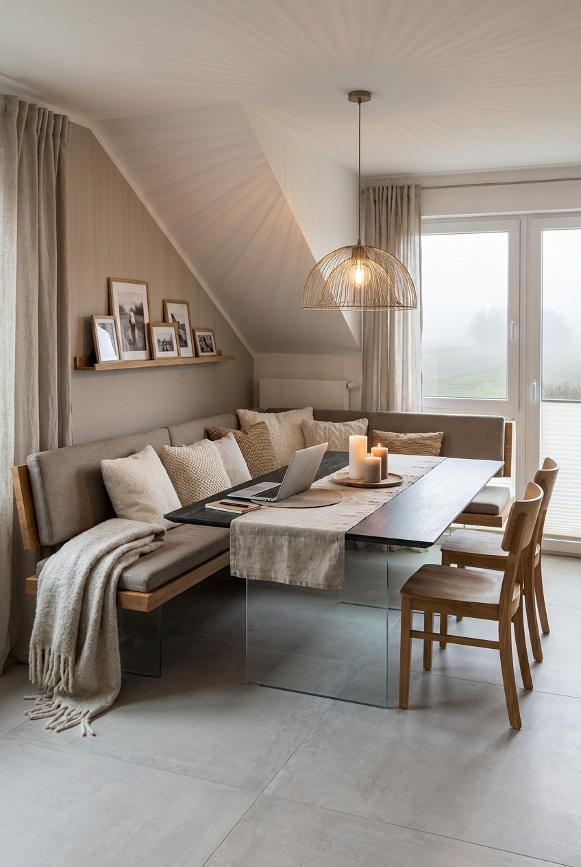 Esstisch Hadir Keramik mit transparentem Gestell für leichtes Raumgefühl