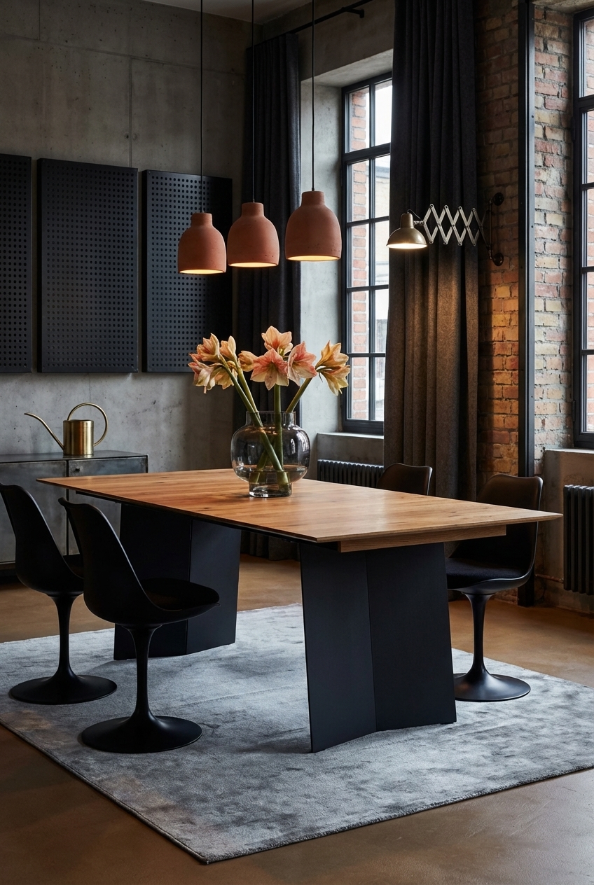 Pendelleuchten aus Terrakotta sorgen für warme Akzente über dem Esstisch Kampen 1 aus Eiche